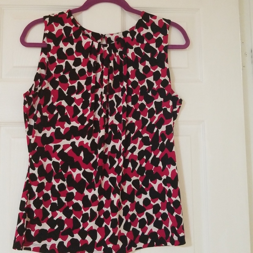 Macys red, black, white sleeveless top
